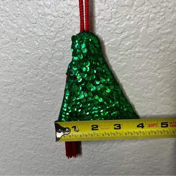 Vintage Beaded Sequin Christmas Tree Coin Purse Ornament w/ Tassel and Zipper - Picture 4 of 6